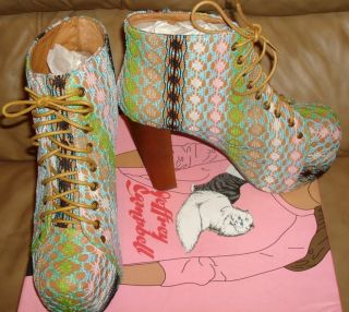 Jeffrey Campbell Womens The Lita Shoe in Tan Pastel Multi Macrame