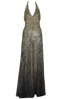 New Jenny Packham Gold and Black Beaded Sequin Dress Gown Kate