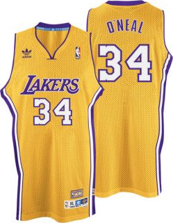 Shaquille ONeal Jersey Adidas Gold Throwback Swingman 34 Los Angeles