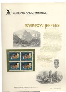 1485 8c Robinson Jeffers USPS Cat 19 Commem Panel