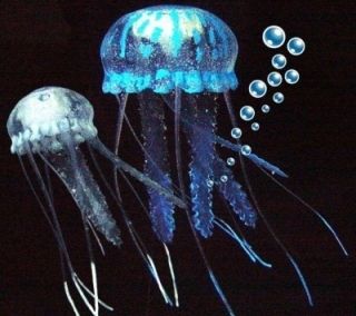 Eshopps Jellyfish Ornament Aquarium Fish Tank Glowing Blue Clear Combo