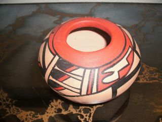 Jemez Pueblo Native American Pottery New Mexico Minature Pot Feather