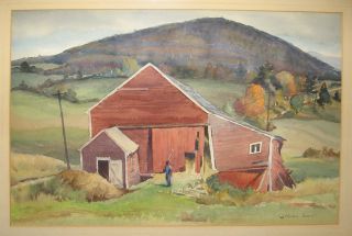 William Jewell New England Farm WC Listed Boston Artist