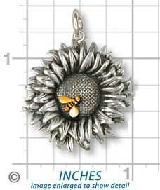 Sterling Silver Sunflower Charm Jewelry Gold Bee
