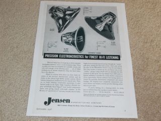Jensen H 222 G 610 H 530 Triaxial Coaxial Speaker Ad 1 PG 1956 Article