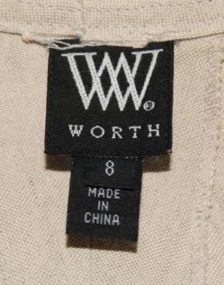 Womens Beige Brown Linen Worth Dress Pants Slacks 8 Medium M