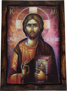 Jesus Christ Saviour of the world Orthodox Byzantine icon on wood