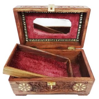  Vintage Style Medium Wooden Jewelry Wood Box Storage Trunk MWB13A