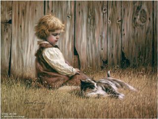 Jim Daly  Good Company Ed Print Child with Cat
