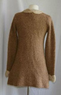  Sleeping on Snow Wool Cardigan Sweater Large Brown Knit Duster