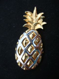Signed LC Liz Claiborne Figural Pineapple Pin Brooch