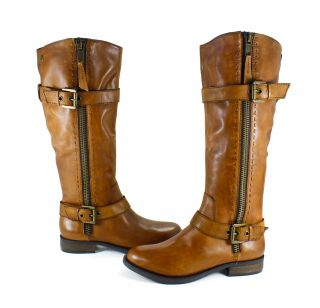 Steve Madden Sonnya Cognac Leather Cowboy Boots Shoes 8 New