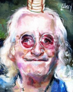 new original painting of BBC great Jimmy Savile looking silly with a