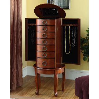 Woodland Cherry Jewelry Armoire Box Standing Chest Drawers Mirror