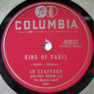Jo Stafford Columbia 40832 King of Paris Pop Vocal 50s