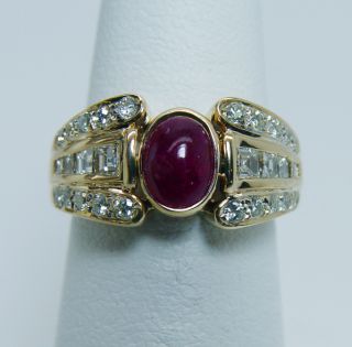 Caldwell Designer Sapphire Ruby Flip Square Diamond Ring 18K Estate