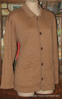 Joan Vass Herringbone Tunic Length Jacket BRWNS L