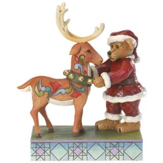 Jim Shore Boyds Bears Santa Bear with Reindeer Figurine