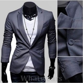 JJ Mens Cool Covered Button Blazer Jacket Coat Top 2Colors M XXL Grey