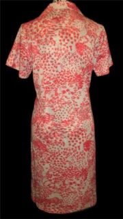 Vintage 70s John Abbott Red White Abstract Meadow Shift Dress L XL 44