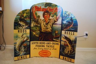 South Bend Bait Company Tri Fold Sign Repro