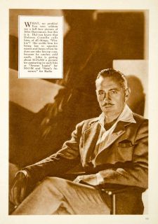 1932 Rotogravure John Barrymore Arsene Lupin Portrait Movie Film Actor