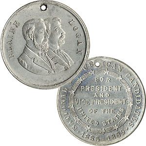 1884 Jugate James Blaine John Logan Campaign Medalet