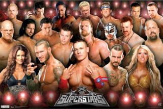  Poster Lights Superstars 22x34 John Cena cm Punk Triple H Orton