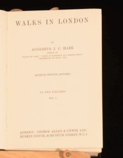 1923 2vol Walks in London Augustus J C Hare Travel