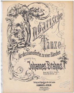 Johannes Brahms Ungarische Tanze Hungarian Dances 1869