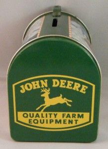 John Deere Tractor Barn Farm Equipment Mini Tin Mailbox Coin Money