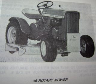 John Deere 46 Rotary Mower Parts Catalog Lawn Tractor