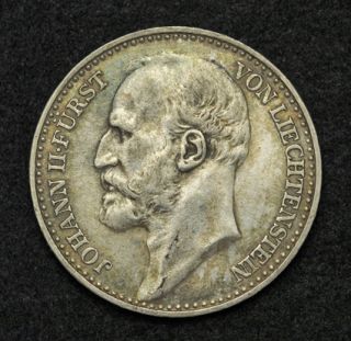 1900 Liechtenstein Prince Johann II The Good Silver 1 Krone Coin aXF