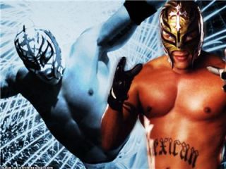 WWE Rey Mysterio Kids Replica Mask Blue Yellow Half