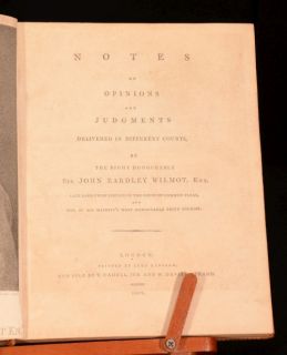 1802 John Eardley Wilmot Notes Opinions Judgements Rather Scarce