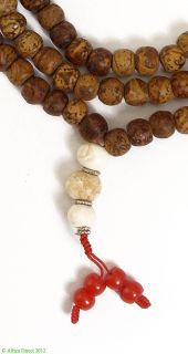 Tibetan Necklace Mala Prayer Trade Beads Mock Dzi Chank Shell