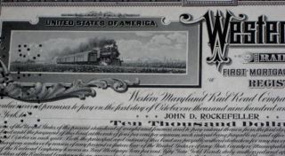 Western Maryland Railroad Co issued to John D Rockefeller 1917