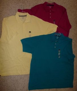  Bay Pique Polo Shirt Size 3XL Tall Cotton Yellow Teal Cherry