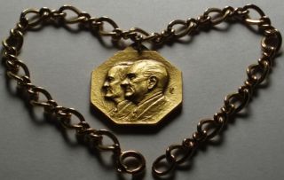1965 10K GOLD MEDAL Bracelet LYNDON JOHNSON Hubert Humphreys INAUGURAL BALL  