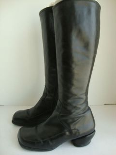 John Fluevog Black Leather Heart Heel Boots 10  
