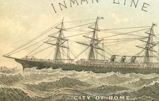 1881 New York SHIP Card Inman Line Steamer City of Rome  