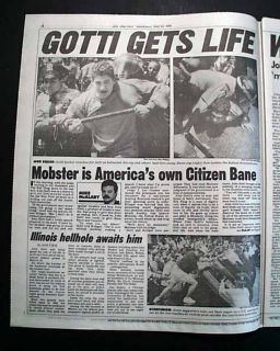 John Gotti Life Sentence 1992 New York City Newspaper  