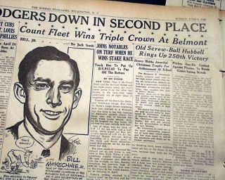 2 Issues Triple Crown Horse Racing Count Fleet 1943 Newspapers  