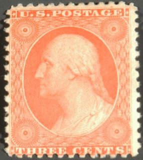 Scott US 41 3 ¢ 1857 Official Reprint of 1875 issued Ungummed 41 3 Cent Stamp  