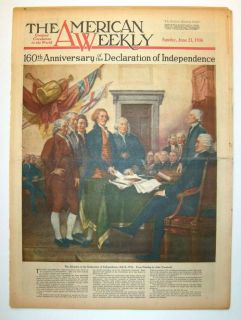 6 21 1936 AMERICAN WEEKLY Declaration of Independence art by JOHN TRUMBULL  