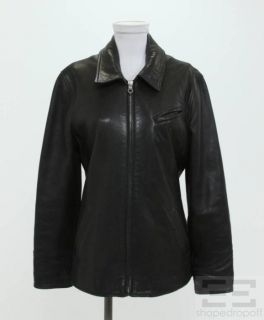 John Michael Black Leather Zip Up Jacket Size M  