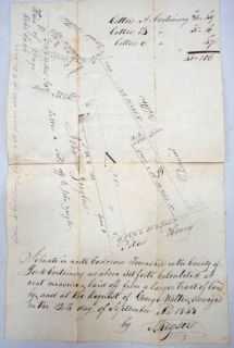 ♥♥1843 Antique Cordorus York PA Land Map Survey Handwr  