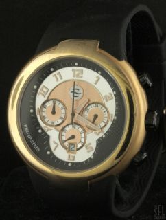 Philip Stein Active Gold Tone SS Men's Chronograph Watch w Box  