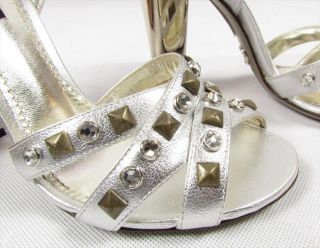 Dolce Gabbana "High Light" High Heels Strappy Sandals Strap Shoes Silber  