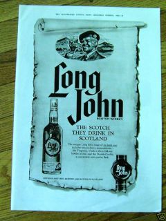 1962 Long John Scotch Whiskey Whisky Ad Scotland  
